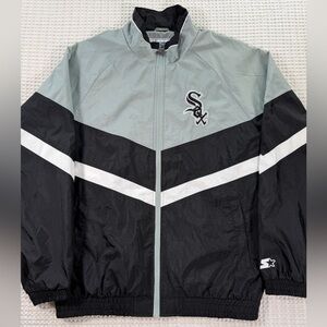 Starter Chicago White Sox Full Zip Windbreaker Jacket Gray Black Size L MLB